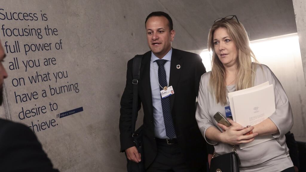 Taoiseach Leo Varadkar arrives for a television interview at the World Economic Forum in Davos, Switzerland. Photograph: Simon Dawson/Bloomberg