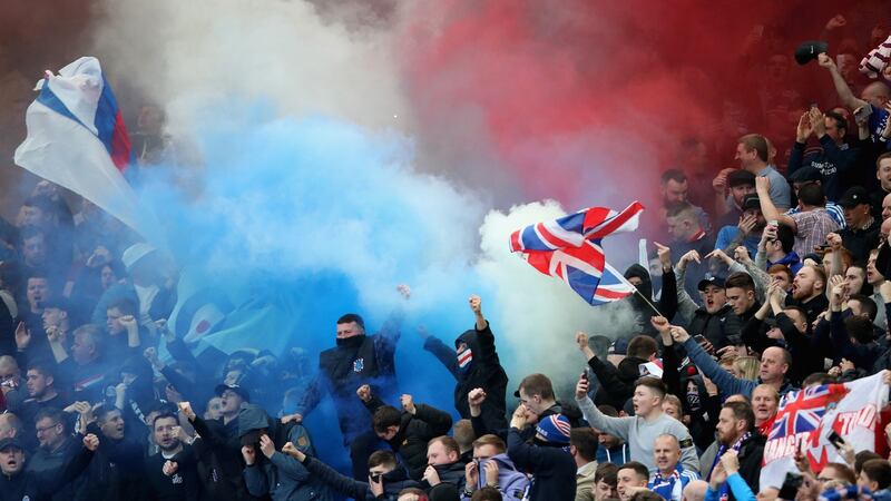 Rangers fans set off flares before the match against Celtic at Celtic Park on April 29th, 2018. Photograph: Getty Images