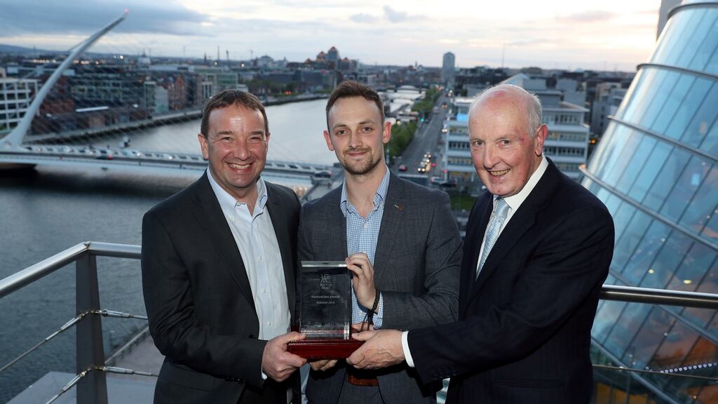 Shane O’Sullivan of Glimpse, PwC partner John Dunne and Bolton Trust chairman John Lauder. Photograph: Jason Clarke