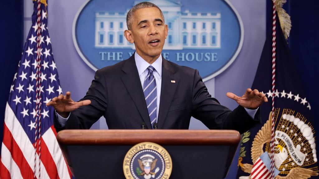 US President Barack Obama answers questions during a news conference at the White House, December 16th, 2016 in Washington, DC. Photograph: Chip Somodevilla/Getty Images