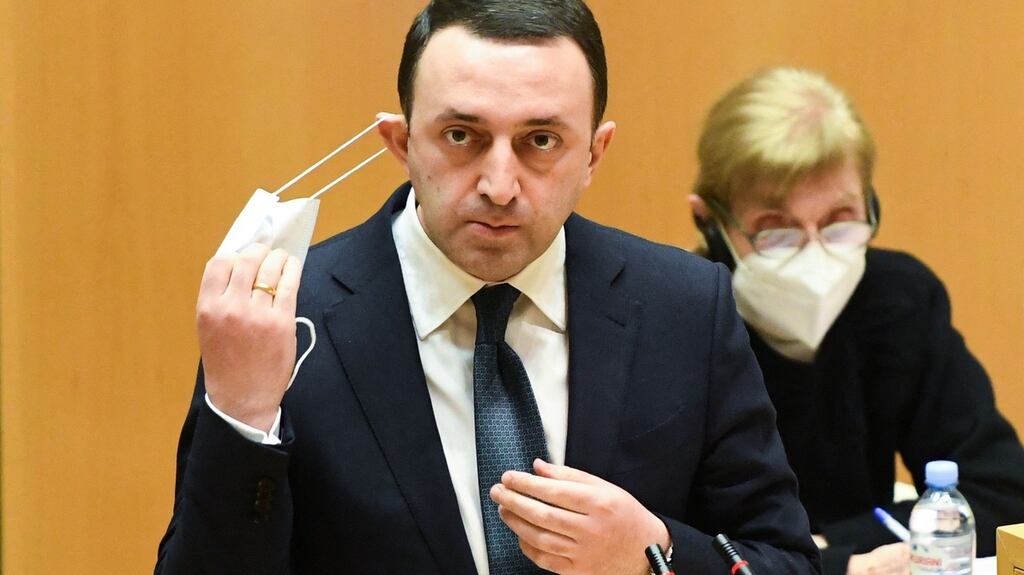Georgian   prime minister Irakli Garibashvili insisted his government was “solidly committed to dialogue, to ensure that we normalise the political situation in country as soon as possible”. Photograph:  Vano Shlamov/AFP