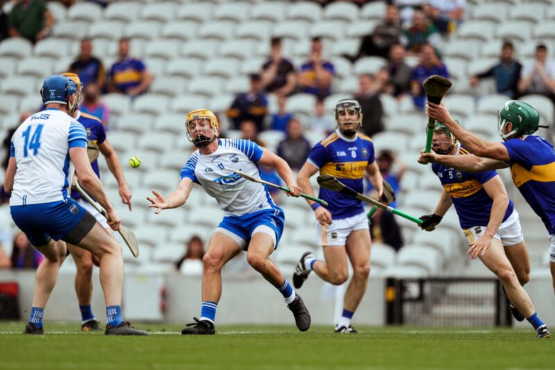 Waterford’s Jack Prendergast hand passes to Austin Gleeson in the lead up to a goal against Tipperary. There has been a 40 per cent increase in the number of handpasses in intercounty hurling since 2018. Photograph: Brian Reilly-Troy/Inpho