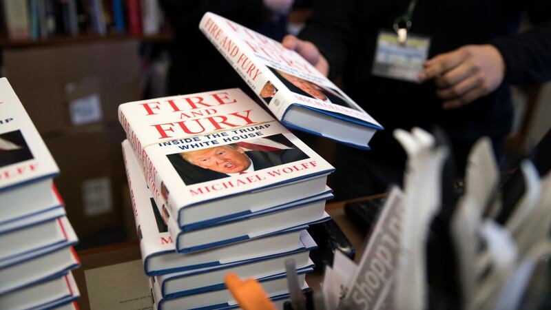 Michael Wolff’s book ‘Fire and Fury: Inside the Trump White House’ arrives at the Politics and Prose bookstore in Washington DC on Friday, four days early amid threats of lawsuits from Trump and his legal team. Photograph: Shawn Thew/EPA