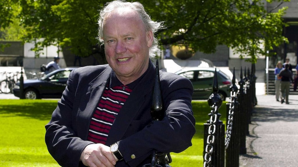 Brendan Kennelly in his beloved Trinity College Dublin. Photograph: Eric Luke