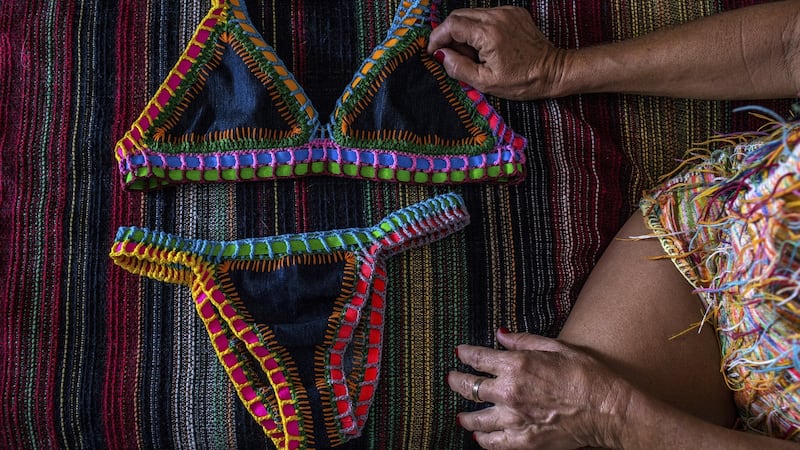 A crocheted bikini by Ferrarini. Photograph: Dado Galdieri/New York Times