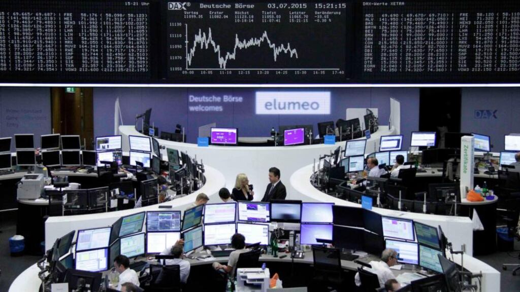 Germany’s DAX Index: rose 1.6 per cent on Wednesday while Italy’s benchmark FTSE MIB Index closed up 1.9 per cent, the most among major western-European markets. Photograph: Reuters/Stringer