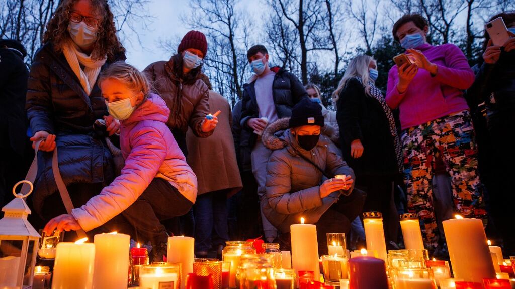 A vigil in memory of Ashling Murphy, Tullamore, Co Offaly. Photograph: James Crombie/Inpho