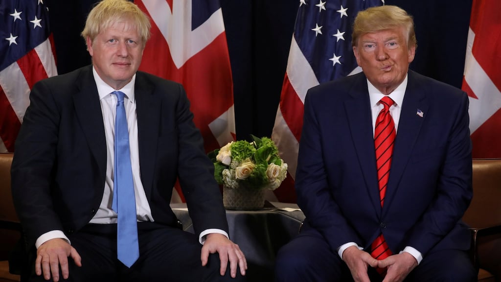 US president Donald Trump holds a bilateral meeting with UK prime minister Boris Johnson.