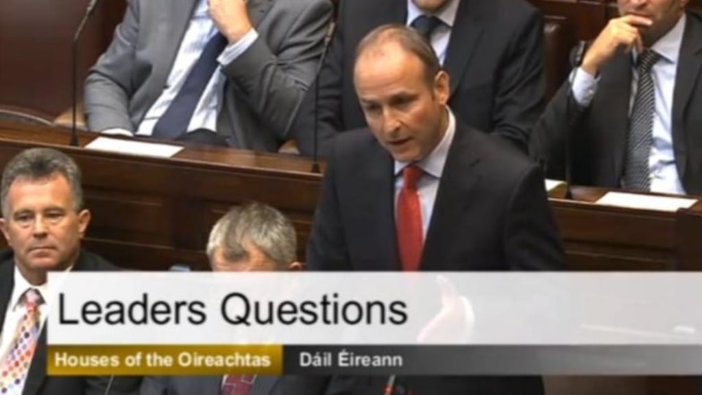 Enda Kenny was challenged by Micheál Martin in the Dáil this afternoon to explain why he would not take part in a debate on the national airwaves over the abolition of the Seanad with Opposition leaders