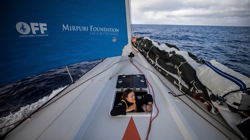 Here I am finishing the last of the Nutella on day 14. Photo: Sam Greenfield/Volvo Ocean Race