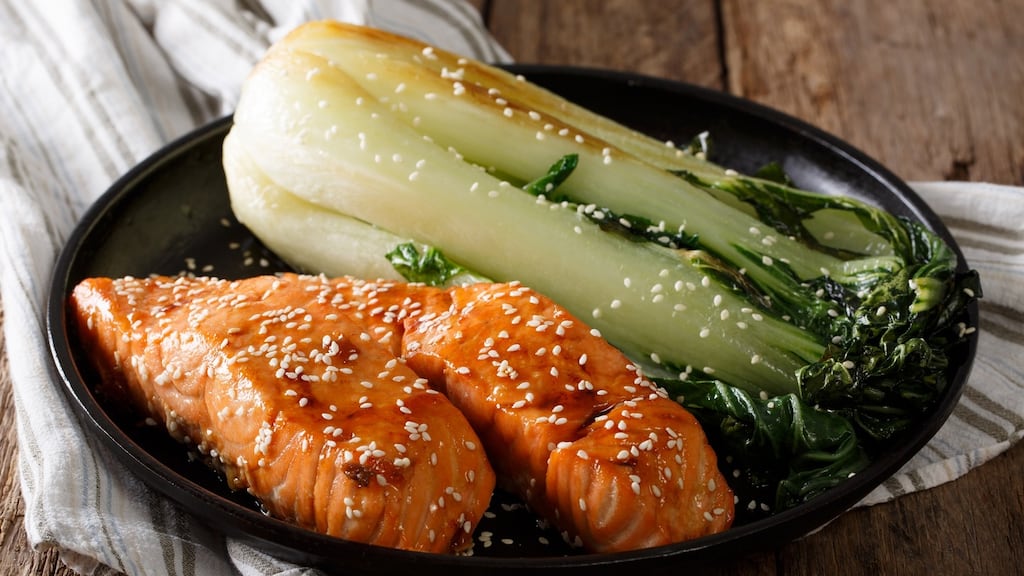 Salmon steaks take on an Asian flavour with the addition of soya and sesame