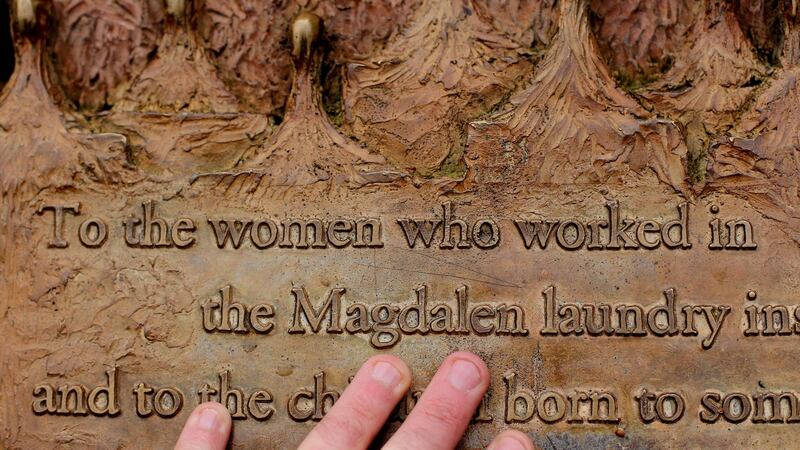 A plaque dedicated to Magdalen Laundry survivors in St Stephen’s Green in Dublin. Photograph: Niall Carson/PA Wire