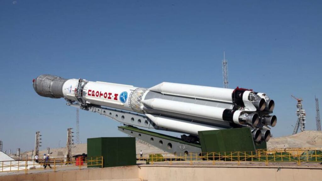 The third stage of the rocket carrying the MexSat-1 communications satellite suffered a problem about 500 seconds after launch from the Baikonur cosmodrome in Kazakhstan. Photograph EPA/Roscosmos/Handout