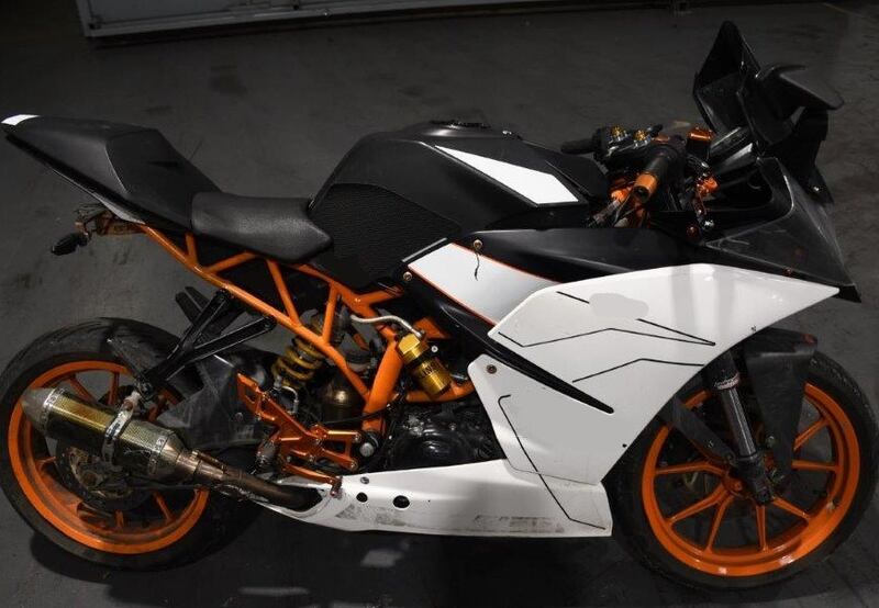 One of the stolen motorcycles which was seized by gardaí along with cash, ammunition and cocaine during a number of searches targeting organised crime groups in west Dublin. Photograph: Garda Press Office