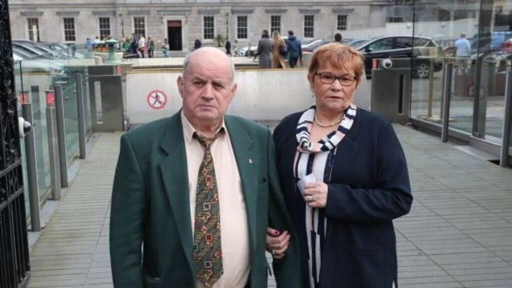 Stephen and Breege Quinn outside Leinster House in 2020. Photograph: Nick Bradshaw/The Irish Times