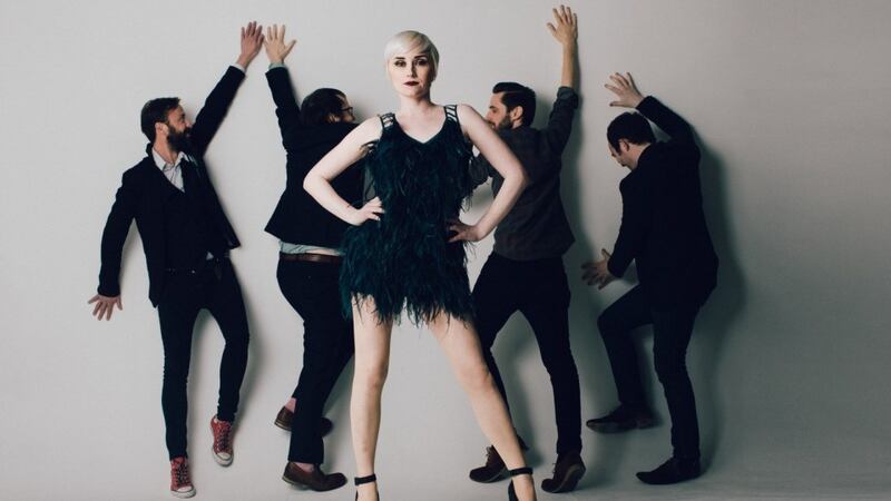 Meath indie rock band HandsandwicH, with members Niamh Farrell, Podge McNamee, Brian Darcy, David McEnroe and Ollie Murphy. Photograph: Dara Munnis