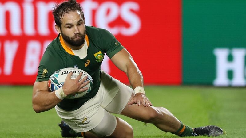 South Africa’s Cobus Reinach scoring a try against Canada. Photograph: Getty Images