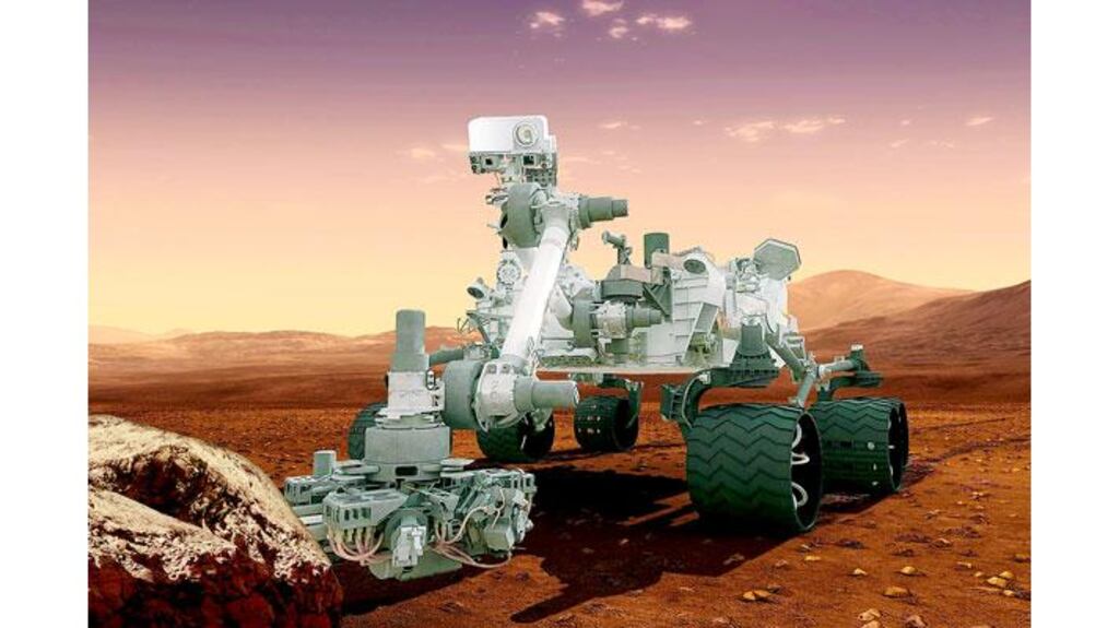Artist's concept of Nasa's Mars Curiosity rover which in recent days successfully drilled into a rock and took samples of the dust it produced. Photograph: Nasa/Reuters