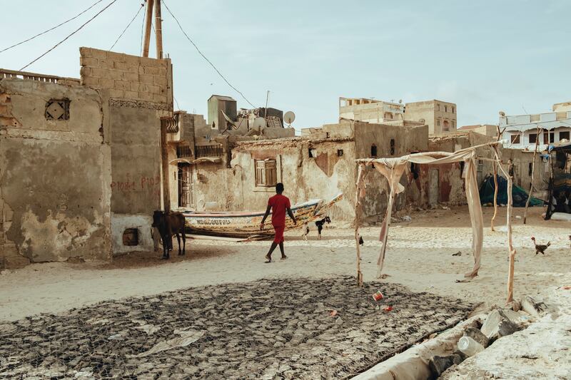 Damaged houses in the Langue de Barbarie. Photograph: Sirio Magnabosco