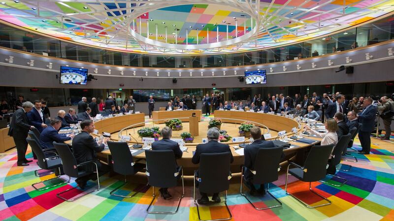 EU leaders at a special summit on Brexit in Brussels on Saturday. Photograph: EPA