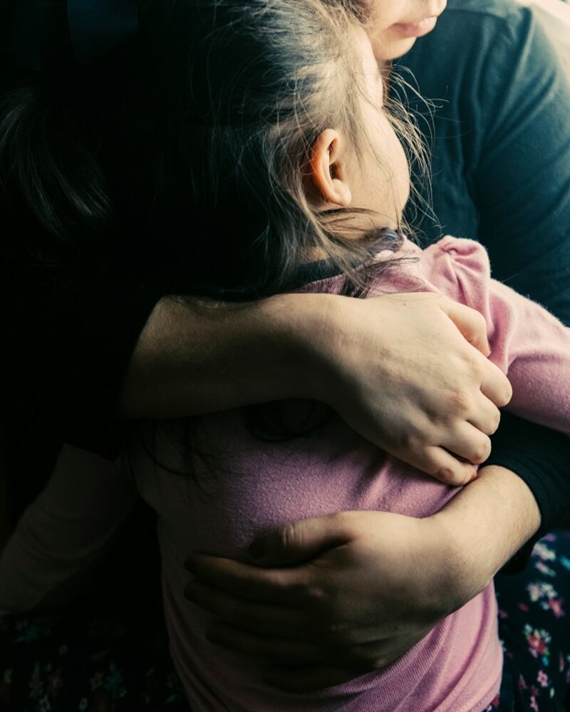 Esmeralda, an undocumented immigrant from Mexico, holds her daughter Leslie (2) in Alexandria, Virginia, on Thursday. Photograph: Jared Soares/The New York Times