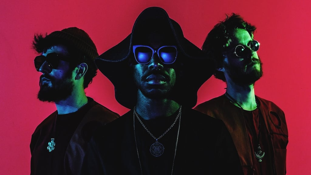 The Comet Is Coming: Dan Leavers aka Danalogue the Conqueror, Shabaka Hutchings aka King Shabaka, and Max Hallett aka Betamax Killer