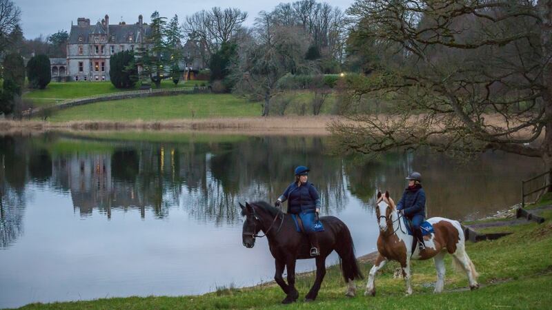 Sammy Leslie and Deirdre Mullins horse riding on the Leslie estate. Photograph: Declan Devlin