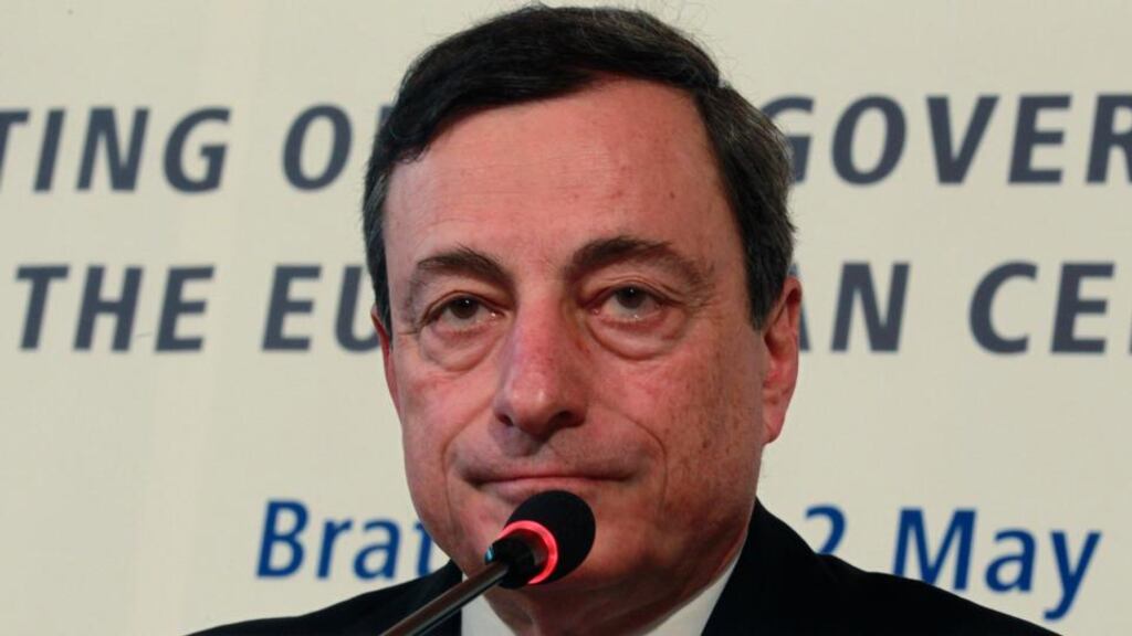 European Central Bank president Mario Draghi: “On the lending side . . . it’s still tight, but it’s less tight than it used to be.” Photograph: Reuters/Petr Josek