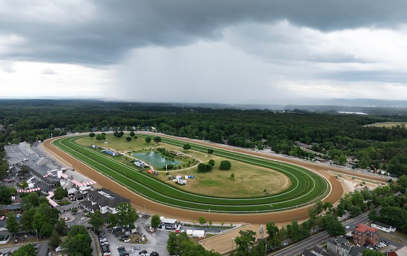 An Aerial view of Saratoga Race Course in Saratoga Springs, New York. Photograph: Al Bello/Getty Images
