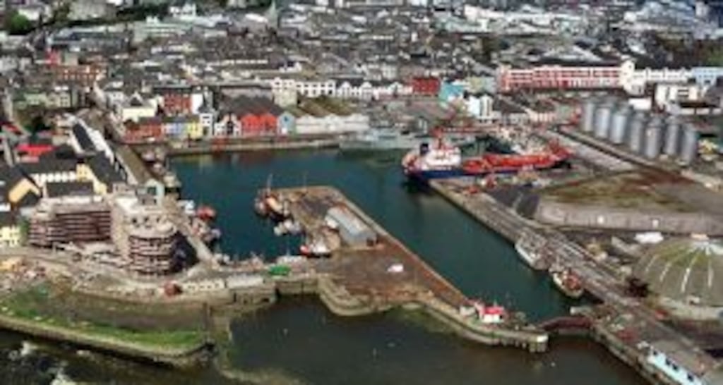 An aerial view of Galway Harbour.