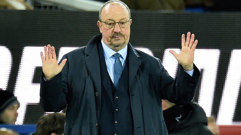 Rafael Benitez saw his Everton side beaten 4-1 in the Merseyside Derby at Goodison Park. Photograph: Peter Powell/EPA
