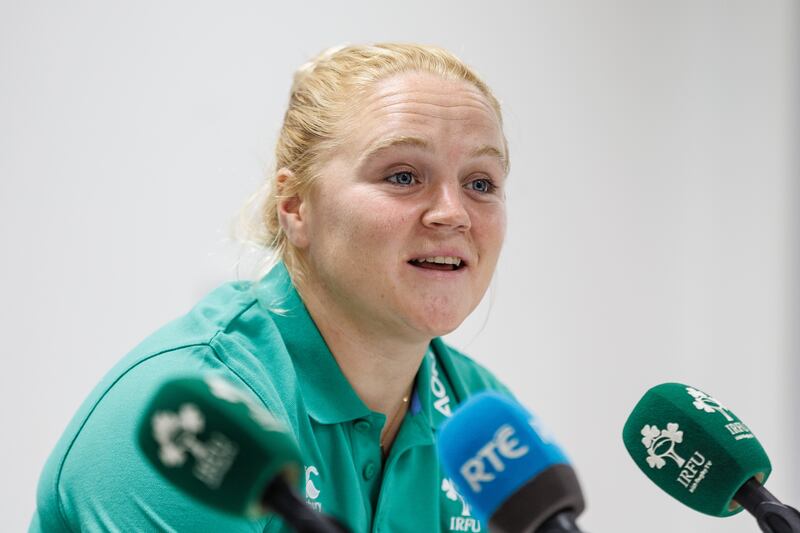 Cliodhna Moloney speaking at a press conference at the IRFU High Performance Centre, Sport Ireland Campus, Blanchardstown: 'Since Scott’s come in, the environment has changed a lot, and it’s definitely worlds apart from when I was last here, in a good way. I’m really enjoying it. Photograph: Ben Brady/Inpho