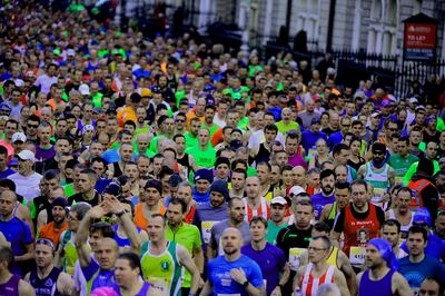 Competitors at the start during the Dublin Marathon last October. Photograph: Cyril Byrne