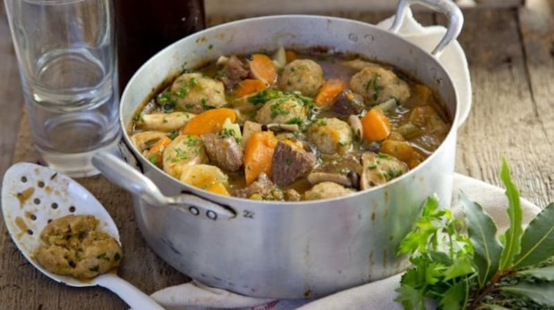 Vanessa Greenwood’s beef stew with wild mushrooms, red ale and cheesy dumplings (recipe below)
