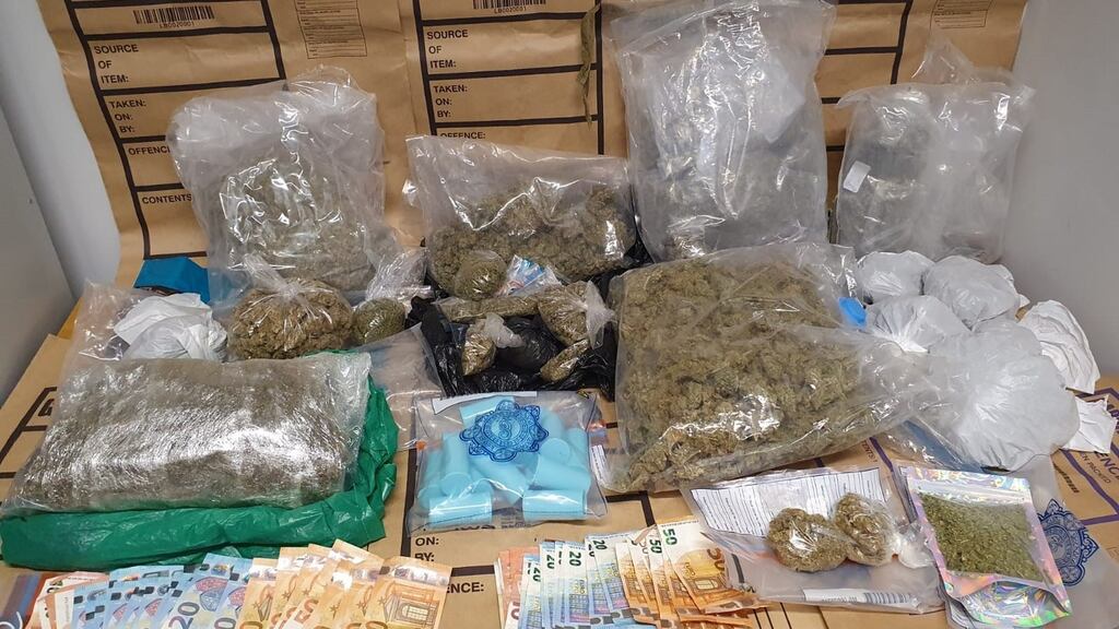 The cannabis and cash seized by gardaí in Ballinteer on Tuesday. Photograph: An Garda Síochána gardai