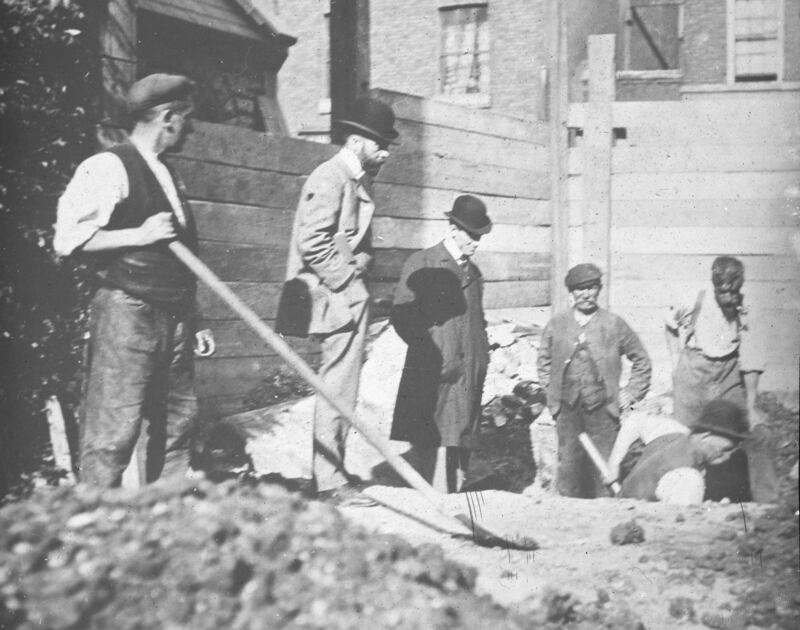 Digging continues as another grave is exhumed at St Peter’s. Photograph: Representative Church Body Library/Colin O’Riordan