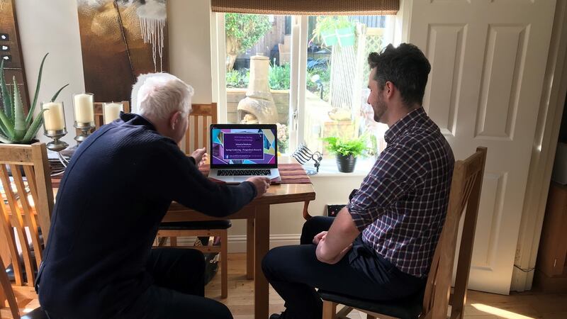 Dr Lorcán Ó Maoileannaigh sat down at the kitchen table with his father in Rathfarnham, Dublin, and tuned into the NUIG online graduation ceremony on his laptop.