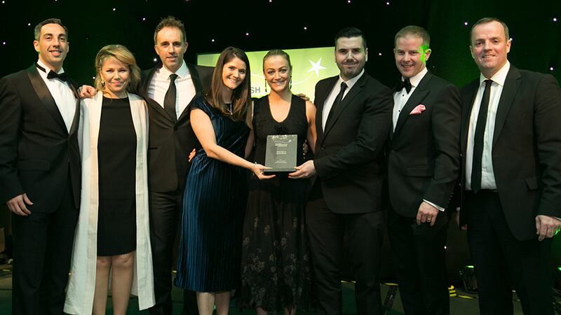 Daragh Persse, Founder of The Brand Fans, presents the Best Use of Social Media award to the Three team.