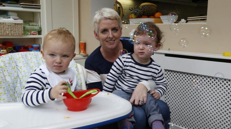 Ann Marie Brazel with twins Max and Will, from Raheny in Dublin.