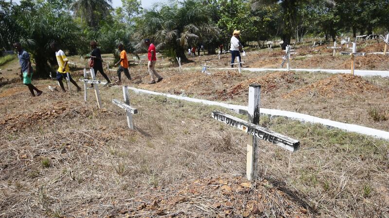 The Disco Hill safe burial site in Margibi County, Liberia, was established for Ebola-related deaths in 2014. Photograph: Ahmed Jallanzo/ EPA