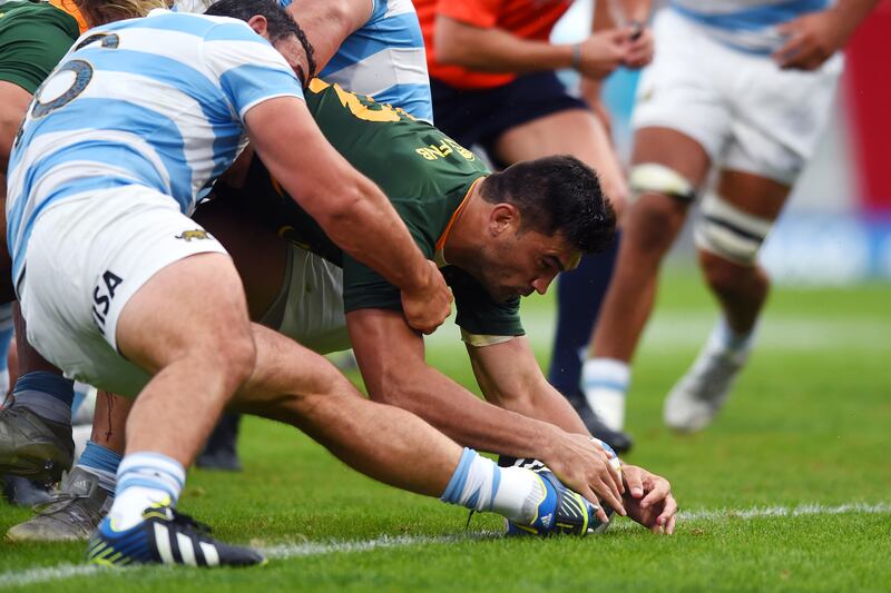 Damian de Allende will renew his partnership with Jesse Kriel in the South African midfield. Photograph: Marcelo Endelli/Getty Images