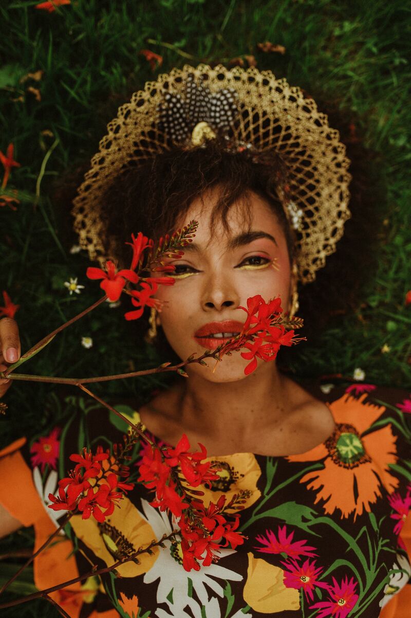 Tropical Poppy silk top €129, Golden Goddess crown €136. Photograph: Kate Bean