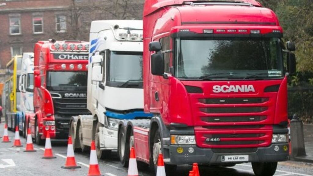 Truckers protesting in Dublin city centre last month. File photograph: Gareth Chaney/Collins