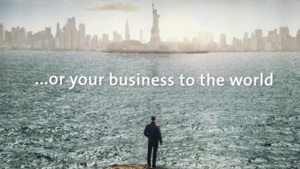 In An Post’s ad, man stands on an Irish headland and stares west at the Manhattan skyline, mulling the world of potential on the far side of the Atlantic.