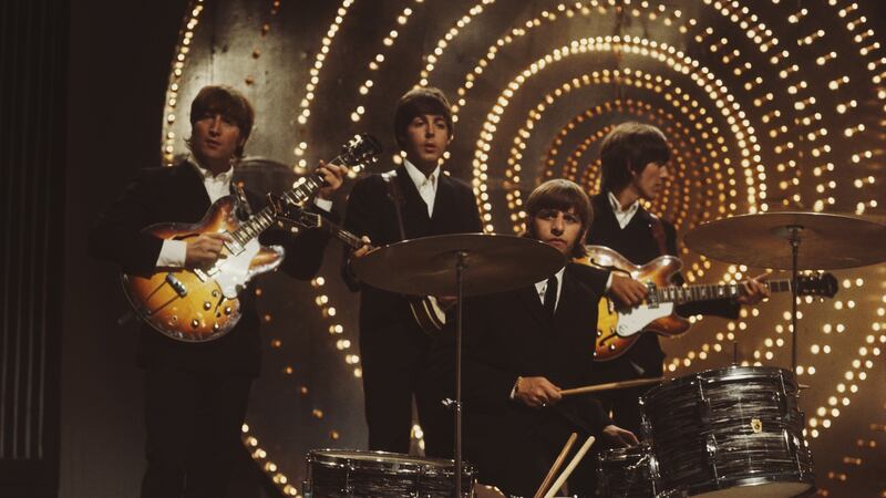 The Beatles perform ‘Rain’ and ‘Paperback Writer’ on the BBC television show ‘Top Of The Pops’ in June 16th, 1966. Photograph: Mark and Colleen Hayward/Redferns