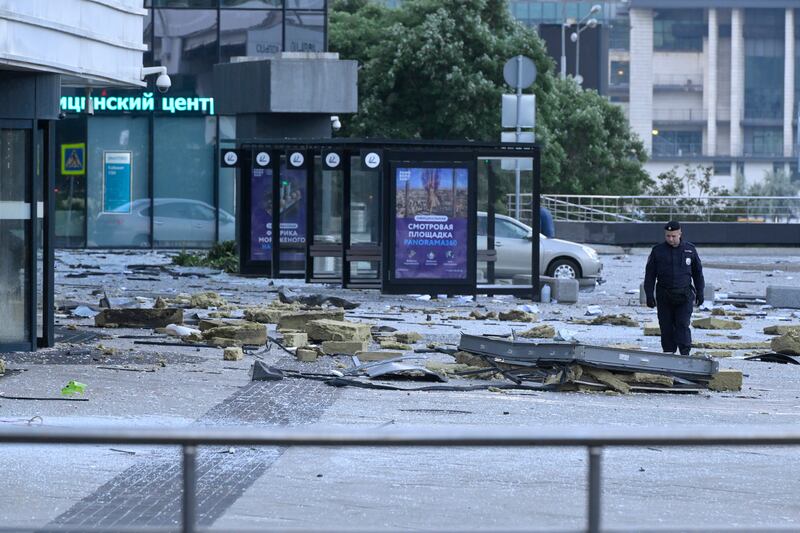 Authorities also closed a street to traffic near the site of the crash. Photograph: AP