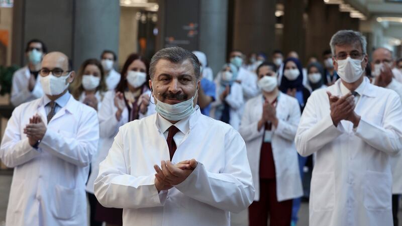 Turkish health minister Fahrettin Koca: has emphasised that Turkey’s healthcare system has been vastly expanded over the last two decades under President Erdogan. Photograph: Turkish Health Ministry