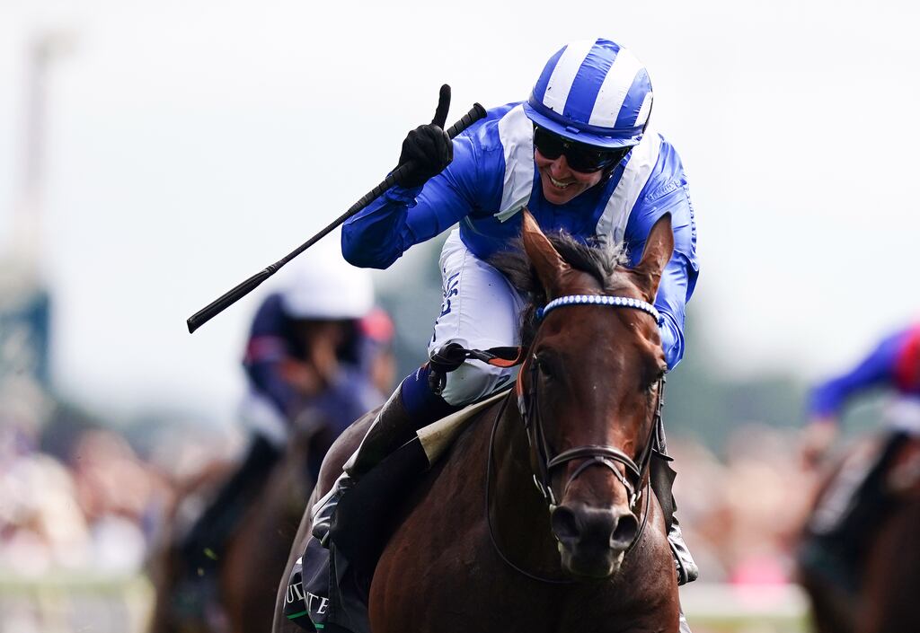 Baaeed, ridden by Jim Crowley, on Day One of the Ebor Festival at York Racecourse. Photograph: PA