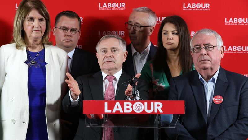 Labour Party leader Brendan Howlin (centre) with Joan Burton (far left). File photograph: Leah Farrell/RollingNews.ie