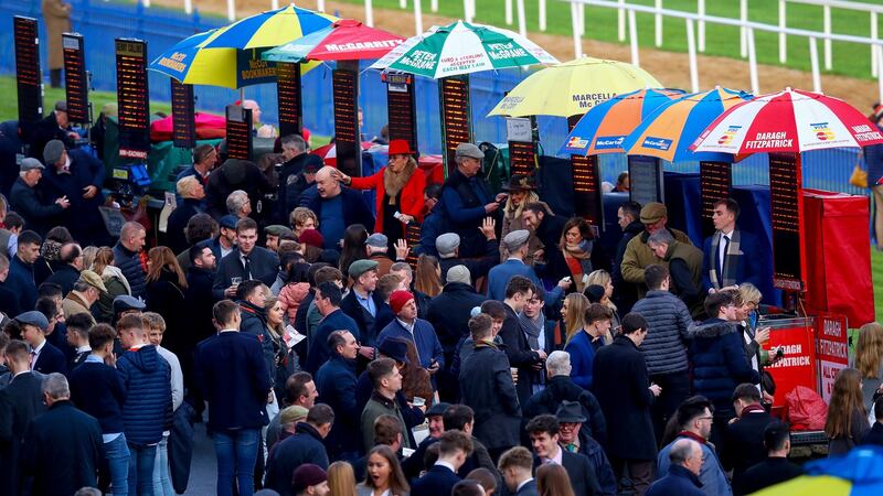 Racegoers at Leopardstown Racecourse, Co Dublin. Photograph: Inpho/Tommy Dickson